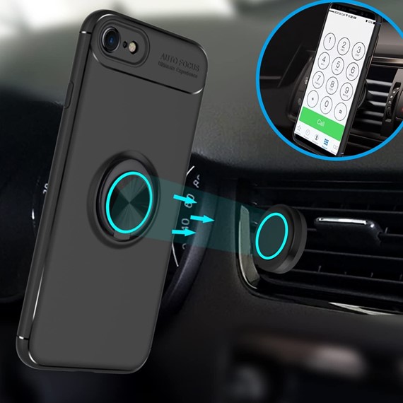 CaseUp Apple iPhone SE 2022 Kılıf Finger Ring Holder Siyah 4
